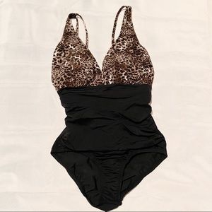 Leopard & Black One Piece Swimsuit
